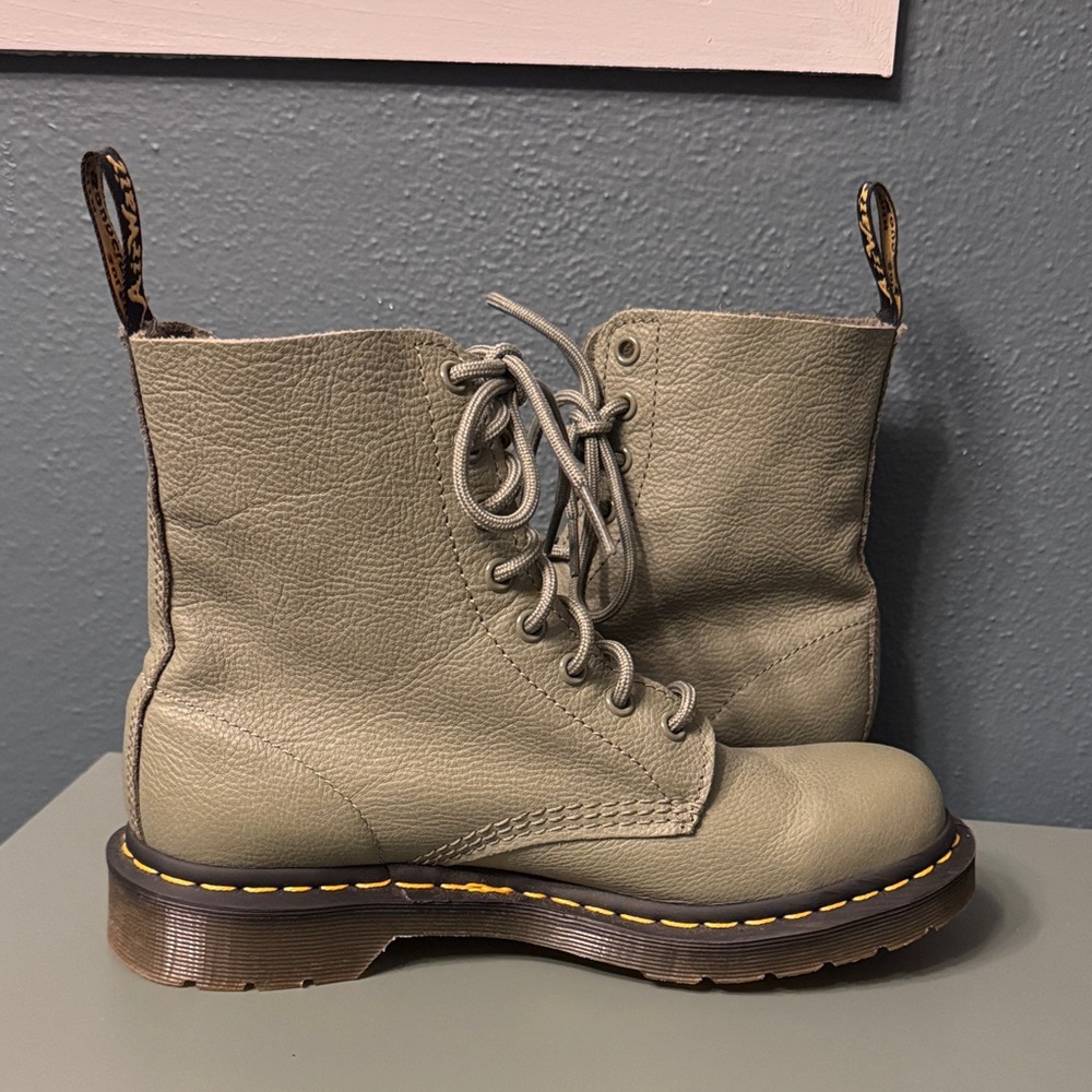 Dr. Martens Pascal Leather Boots - Sage Green - Picture 6 of 7